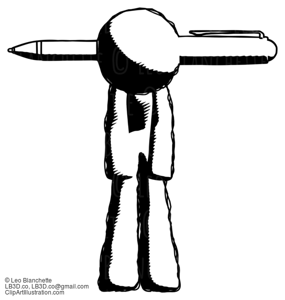 Ink Design Mascot Man Head Impaled With Pen #8735