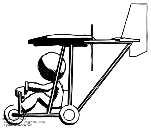 Ink Design Mascot Man In Ultralight Aircraft Side View #8751