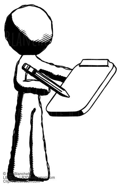 Ink Design Mascot Man Using Clipboard And Pencil #8756