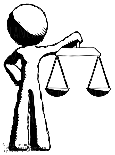 Ink Design Mascot Man Holding Scales Of Justice #8766