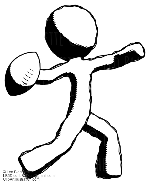 Ink Design Mascot Man Throwing Football #8773