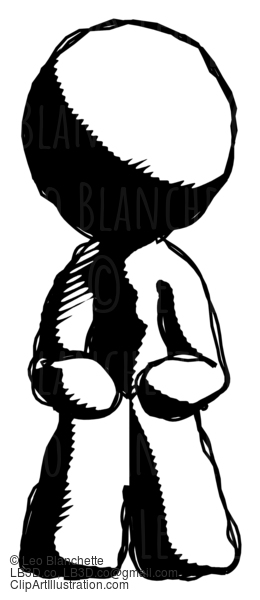 Ink Design Mascot Man Squatting Facing Front #8779