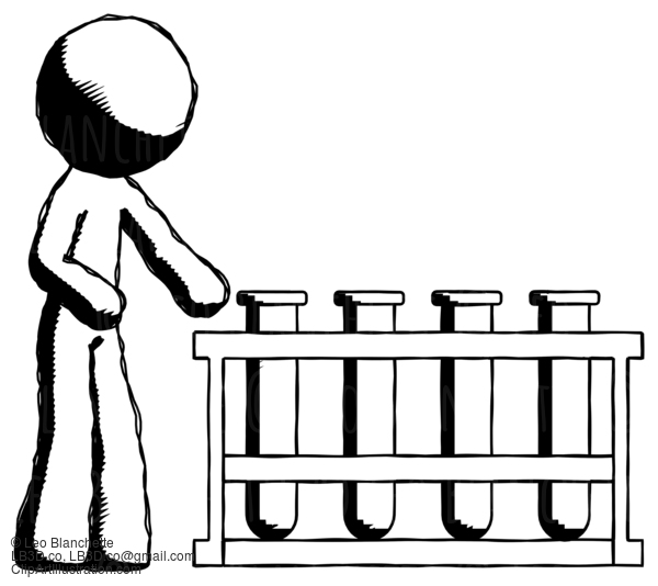 Ink Design Mascot Man Using Test Tubes Or Vials On Rack #8783