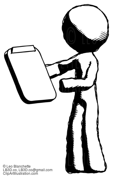 Ink Design Mascot Man Reviewing Stuff On Clipboard #8792