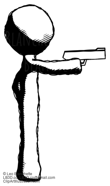 Ink Design Mascot Man Firing A Handgun #8801