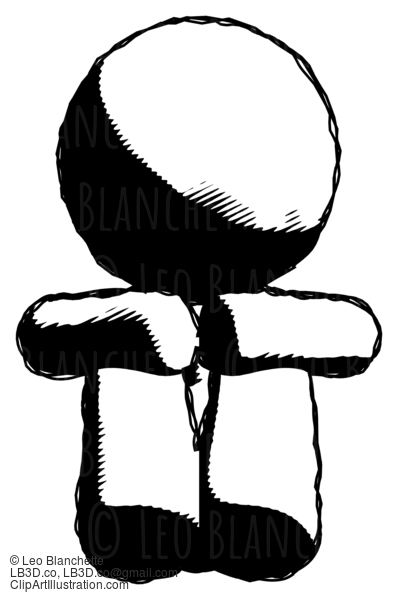 Ink Design Mascot Man Sitting With Head Down Facing Forward #8803