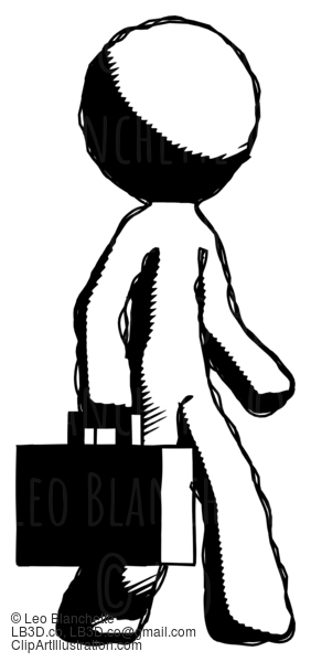 Ink Design Mascot Man Walking With Briefcase To The Right #8810