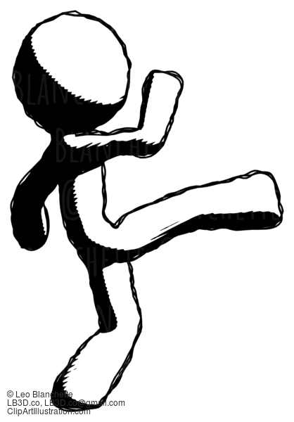 Ink Design Mascot Man Kick Pose #8829