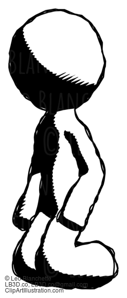 Ink Design Mascot Man Kneeling Angle View Left #8836