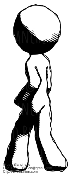 Ink Design Mascot Man Walking Away Direction Left View #8848