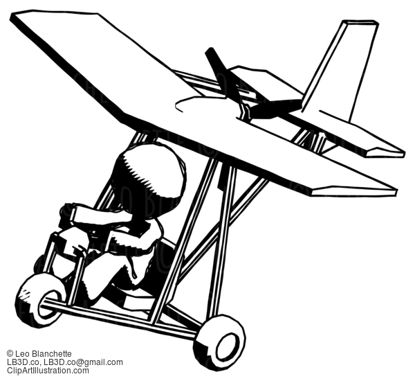 Ink Design Mascot Man In Ultralight Aircraft Top Side View #8850