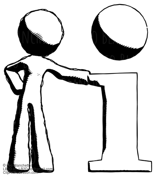 Ink Design Mascot Man With Info Symbol Leaning Up Against It #8868