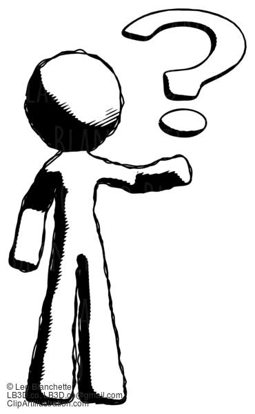 Ink Design Mascot Man Holding Question Mark To Right #8876