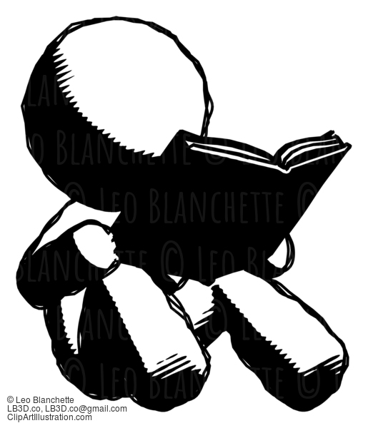 Ink Design Mascot Man Reading Book While Sitting Down #8880