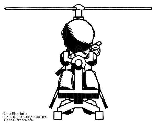 Ink Design Mascot Man Flying In Gyrocopter Front View #8884