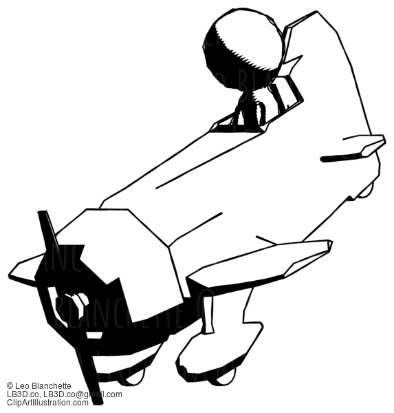 Ink Design Mascot Man In Geebee Stunt Plane Descending View #8900