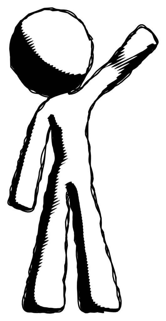 Ink Design Mascot Man Waving Emphatically with Left Arm