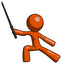 Orange Design Mascot Man with ninja sword katana in defense pose
