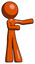 Orange Design Mascot man presenting something to his left