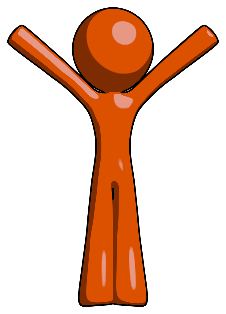 Orange Design Mascot Man with Arms Out Joyfully