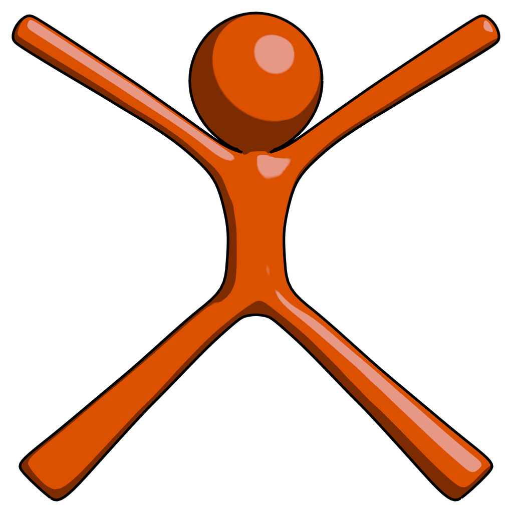 Orange Design Mascot Man with arms and legs stretched out