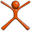 Orange Design Mascot Man with arms and legs stretched out