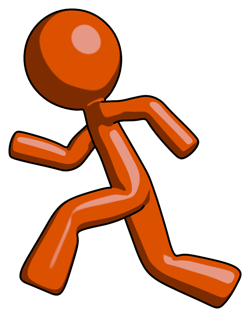 Orange Design Mascot Man running fast left