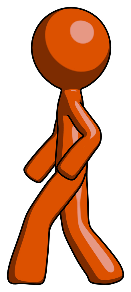 Orange Design Mascot man walking left side view