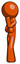 Orange Design Mascot Man Thinking, Wondering, or Pondering