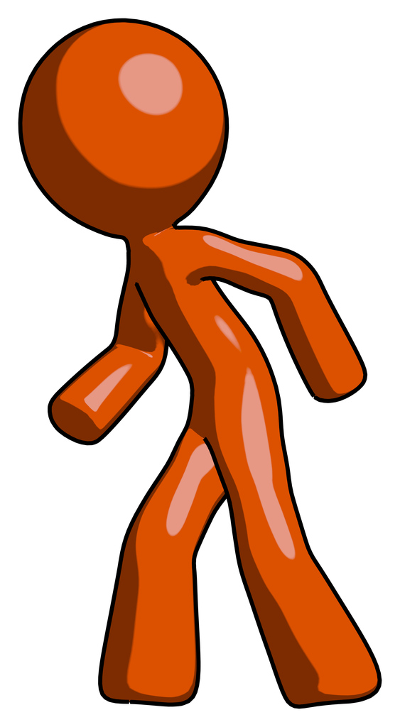 Orange Design Mascot Man Suspense action pose facing left