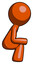 Orange Design Mascot Man squatting facing right