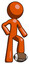 Orange Design Mascot Man standing with foot on football