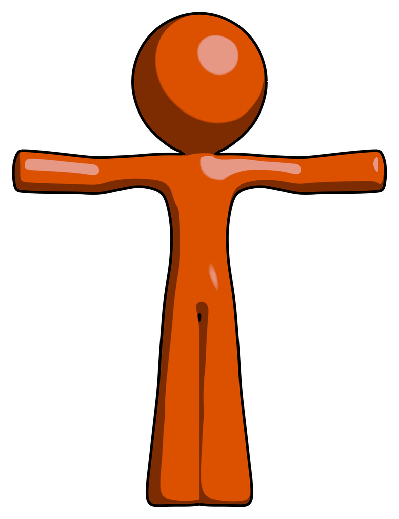 Orange Design Mascot Man T-Pose Arms Up Standing