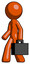Orange Design Mascot Man Walking With Briefcase To The Left