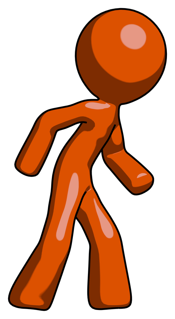Orange Design Mascot Man Suspense action pose facing right
