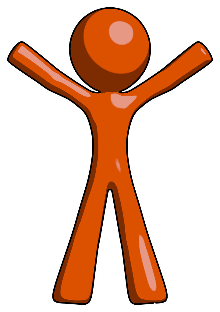 Orange Design Mascot Man Surprise Pose, arms and legs out