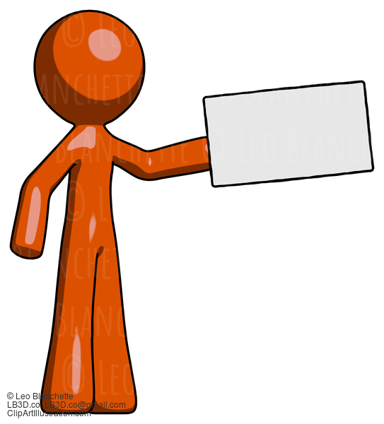 Orange Design Mascot Man Holding Large Envelope #9276