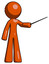 Orange Design Mascot Man Teacher or conductor with stick or baton directing