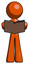 Orange Design Mascot Man reading book while standing up facing viewer