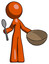 Orange Design Mascot Man with empty bowl and spoon ready to make something