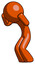 Orange Design Mascot Man with Headache or Covering Ears Turned to His Left