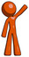 Orange Design Mascot Man Waving Emphatically with Left Arm