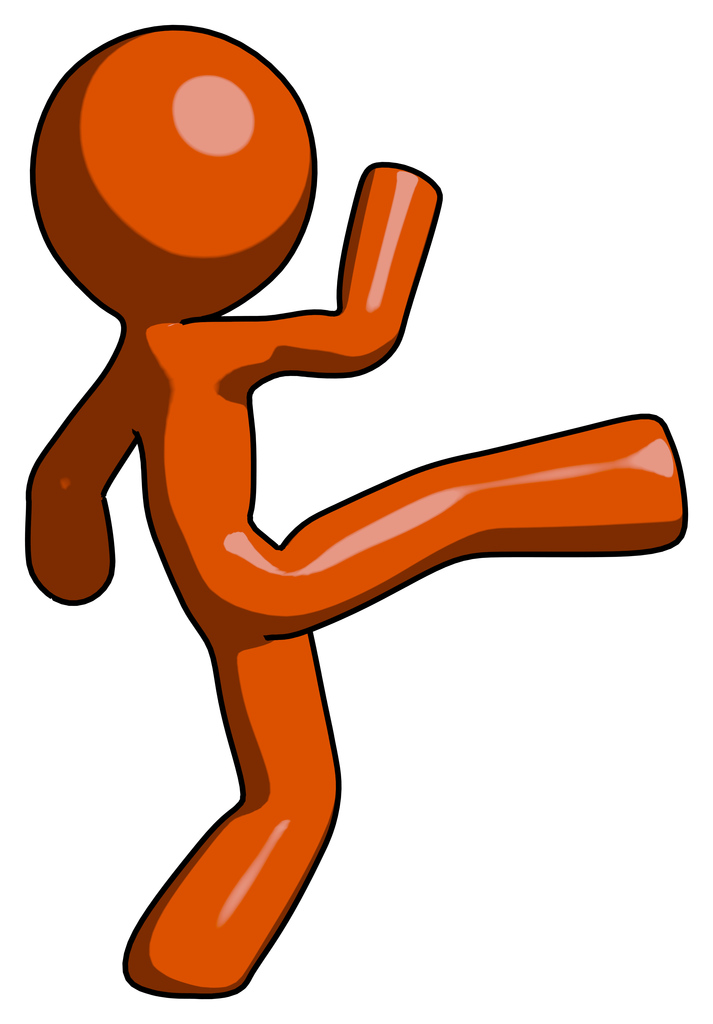 Orange Design Mascot Man kick pose