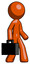 Orange Design Mascot Man Walking With Briefcase To The Right