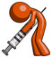 Orange Design Mascot Man Lethal Injection, Impaled On Syringe