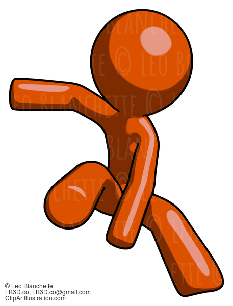 Orange Design Mascot Man Action Hero Jump Pose #9308