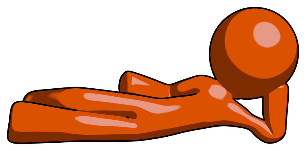Orange Design Mascot Man Reclined on Side