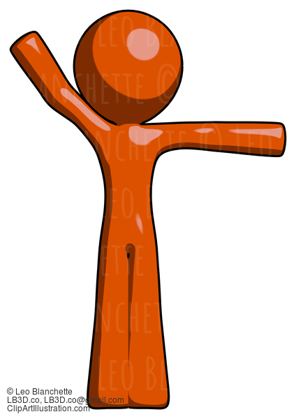 Orange Design Mascot Man Directing Traffic Right #9313