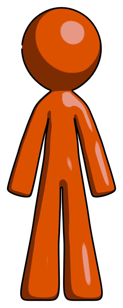 Orange Design Mascot Man Standing Facing Forward