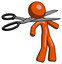 Orange Design Mascot Man scissor beheading office worker execution